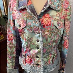 Bohemian Women's Floral Blazer with Tweed NWOT Size 6